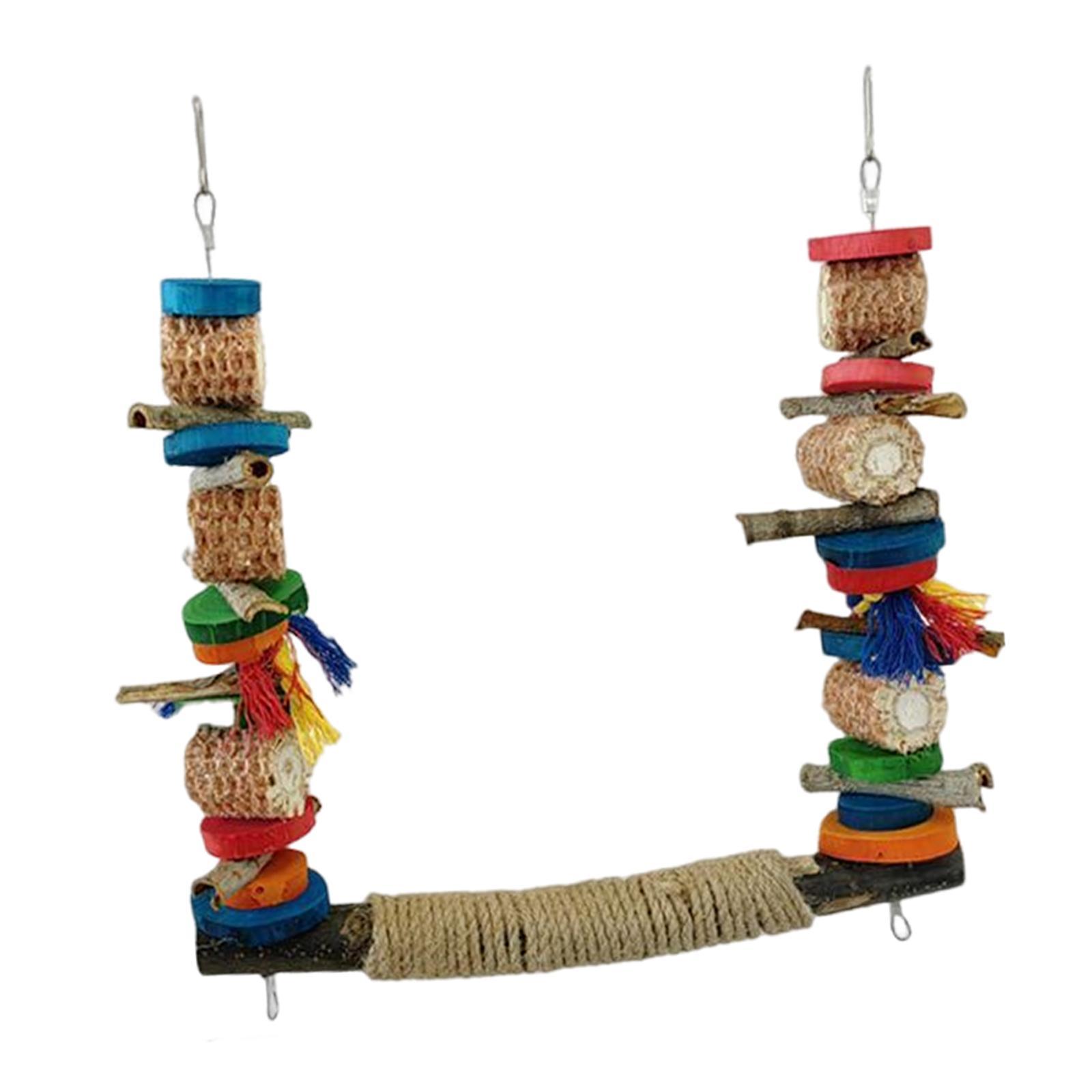 Bird Swing Perch, Cage Hanging Toy, Wood Parrot Bird Perch, Cage Swing Wooden Perch