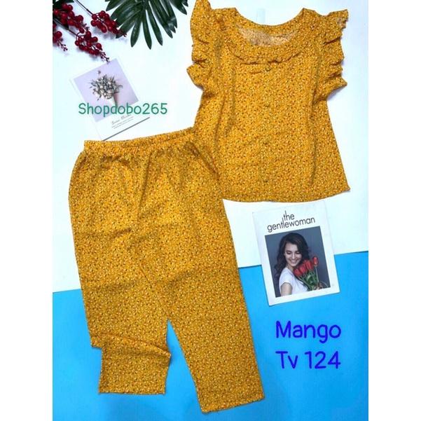 Đồ bộ nữ,đồ ngủ mặc nhà lửng 9 tấc vải lụa mango BL 55 họa tiết hoa nhí dễ thương size 47-60kg.