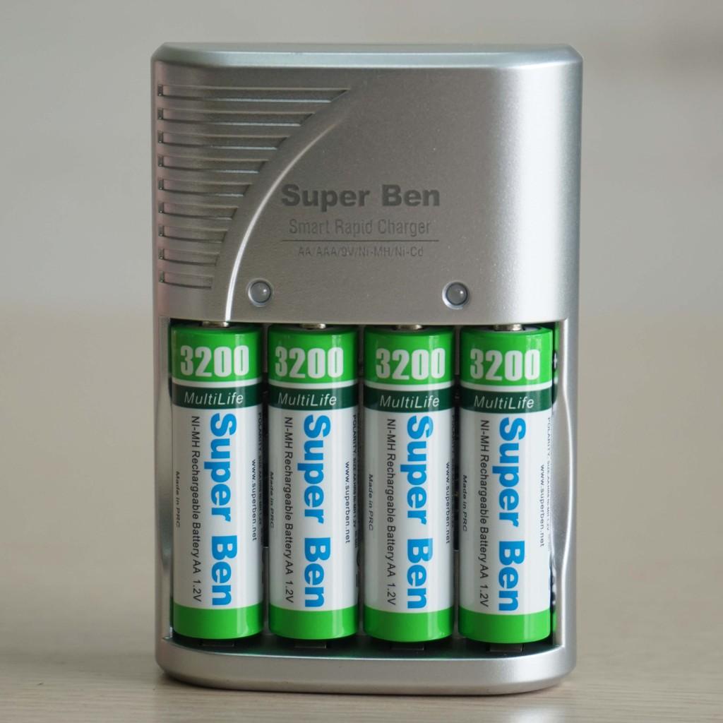 Pin &amp; sạc SuperBen Ni-MH AA vỉ 4 viên 3200mAh Rechargeable