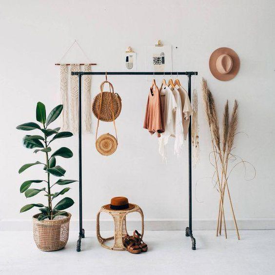 Giá treo quần áo lắp ráp chất liệu ống nước sắt decor trang trí