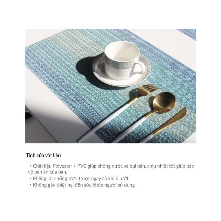 Tấm lót bàn ăn cao cấp placemat hình chữ nhật phong cách đơn giản 30x45cm ( Hoa Văn )