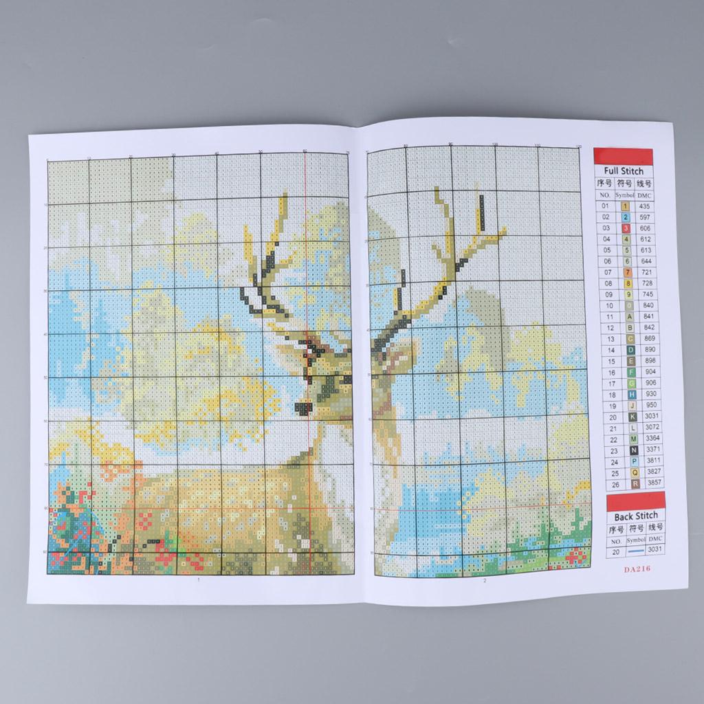 Animal Stag Stamped Cross Stitch Kit for Beginners Adults Kids 14CT 29x36cm
