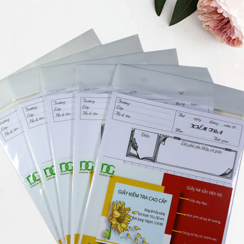 Giấy kiểm tra 4 ô ly - giấy dày đẹp viết êm kẻ ô rõ ràng dùng tiện lợi cho học sinh 12 tờ đôi/xấp, Green Art