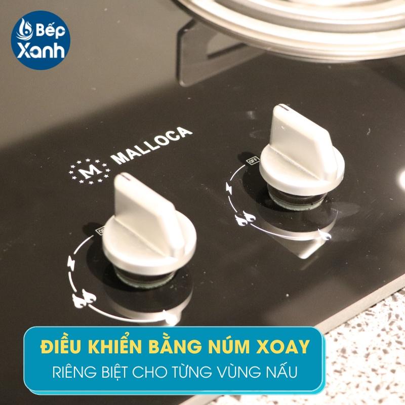 Bếp Gas Âm 2 Gas Malloca GHG 732A NEW - Kính Cường Lực, Mâm Đốt Somipress Ý - Hàng Chính Hãng