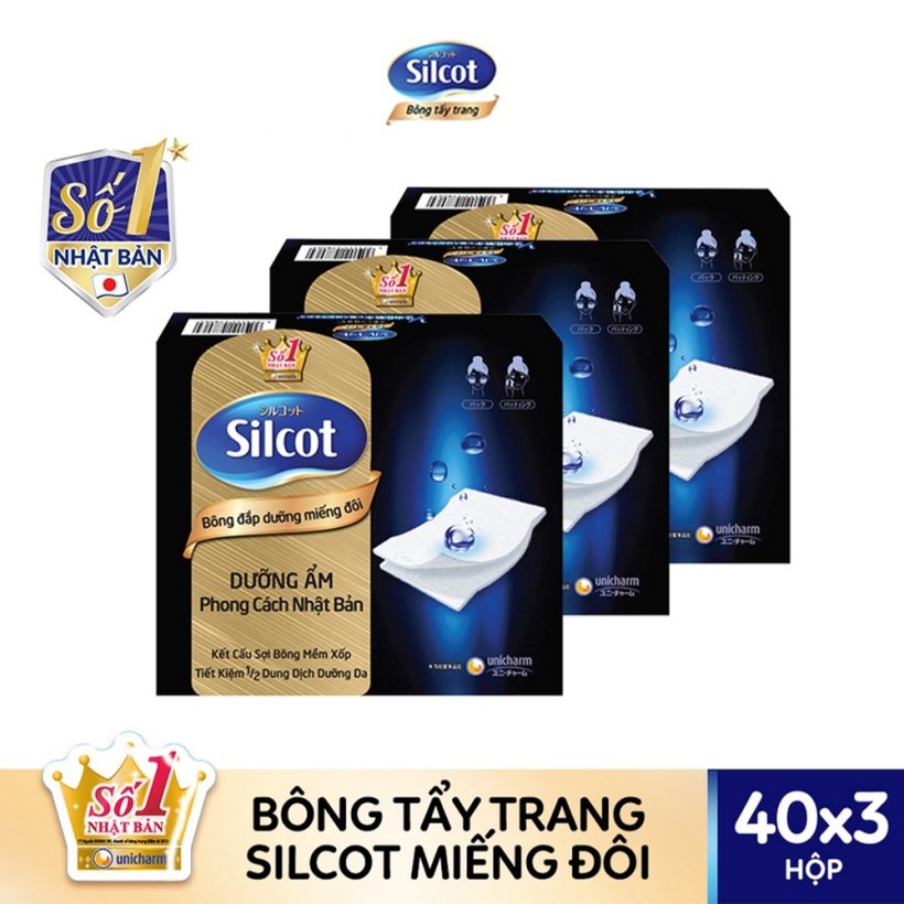 Bộ 3 Hộp Silcot Bông Đắp Dưỡng Miếng Đôi (40 Miếng/Hộp)