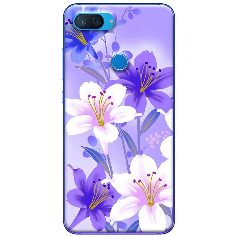 Ốp lưng dành cho Xiaomi Mi 8 Lite mẫu Hoa tím trắng
