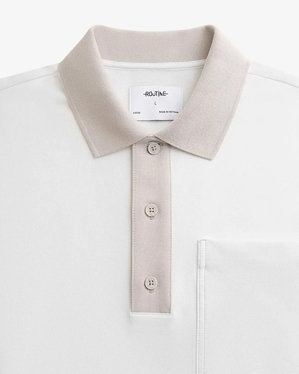 Áo polo ROUTINE trắng phối màu có túi form Loose - 10F24POL017 | LASTORE MENSWEAR