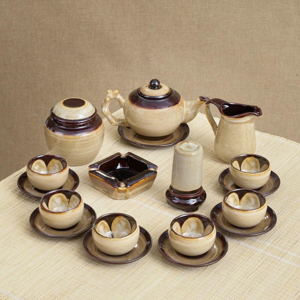 Bộ ấm chén Men hỏa biến Gốc cây - Gốm sứ Bát Tràng - Làng Gốm