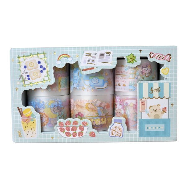 Set 6 băng dính Washi sticker siêu cute - Washi Tape dễ thương trang trí sổ, vở, quà tặng - Băng dính họa tiết hoạt hình ZYD-06