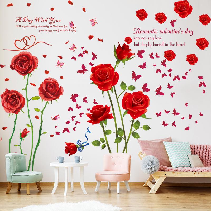 DECAL DÁN TƯỜNG COMBO HOA HỒNG ĐỎ 8