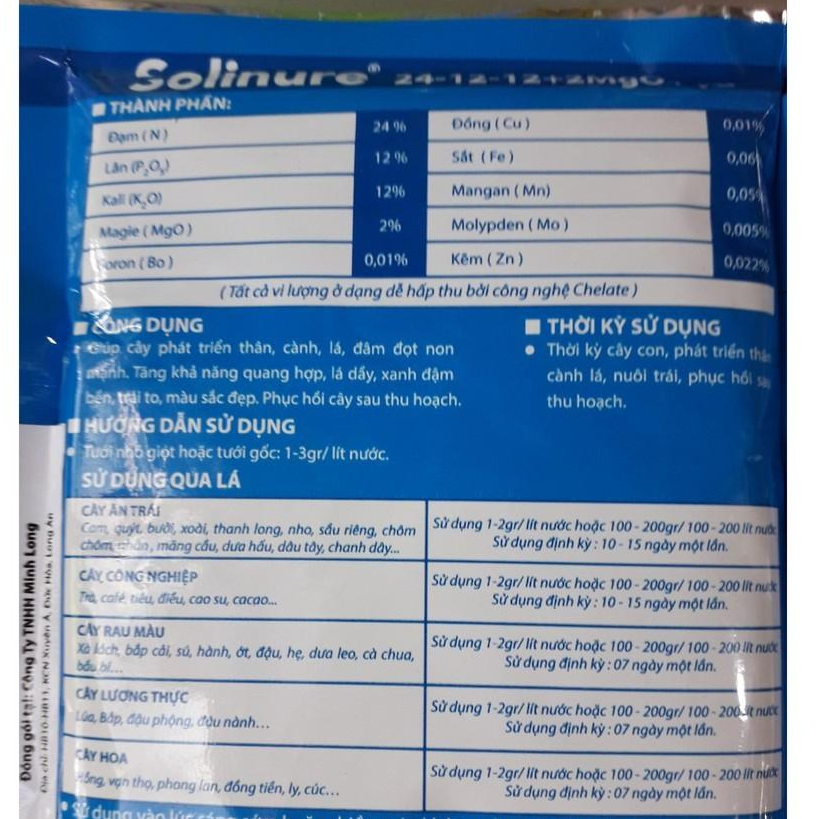 Combo 10 gói Phân bón lá đa trung vi lượng Đạm Cao 24-12-12+2mgO+TE