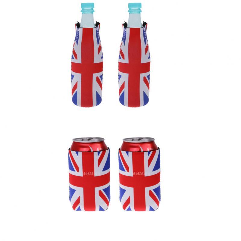 4PCS Union  UK Flag Stubby Beer Can Sleeve Holder Bottle Cooler Neoprene