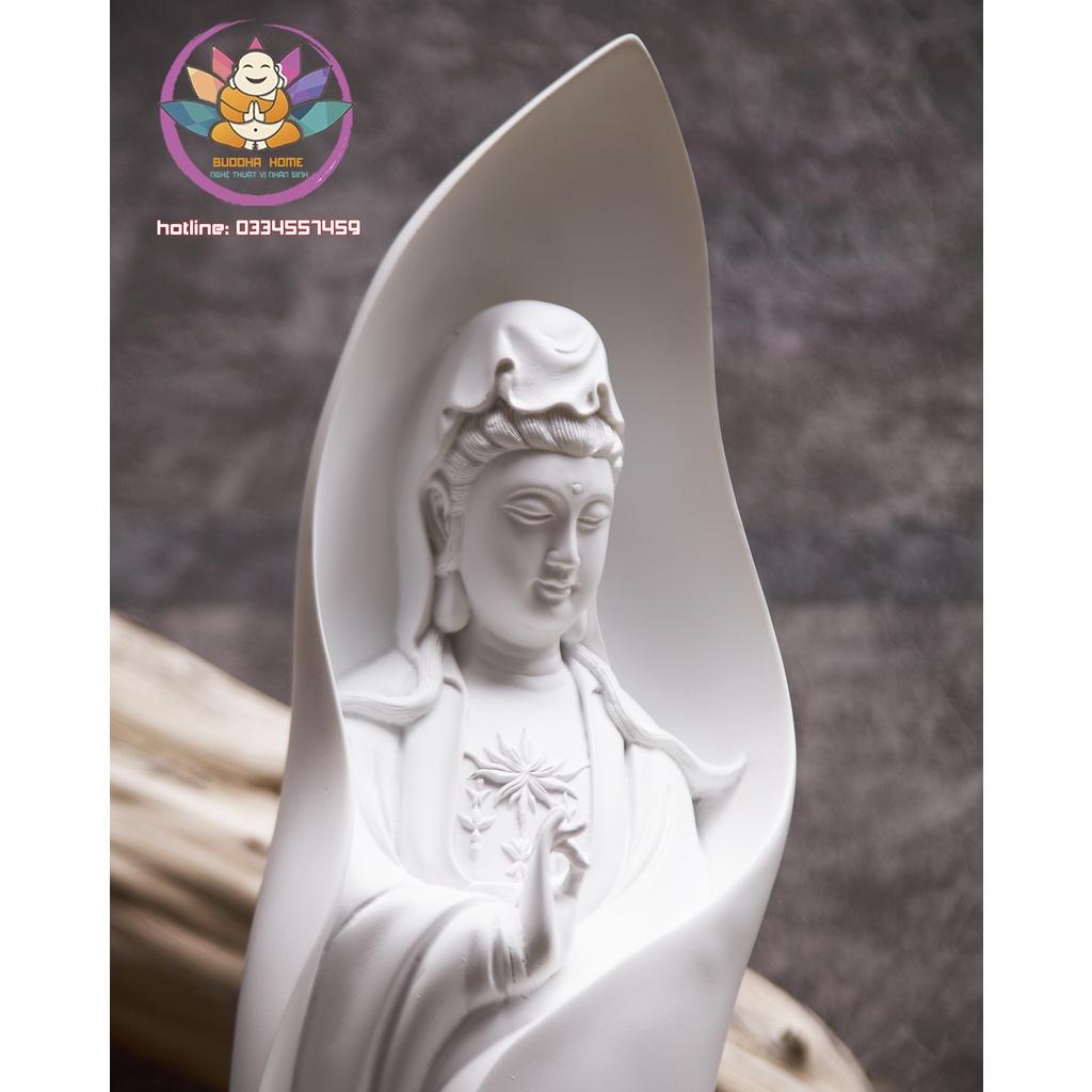 Tượng Mẹ Quan Âm cao 46cm màu trắng sứ ngà trang trí nội thất nhà cửa- phong thủy- thờ cúng