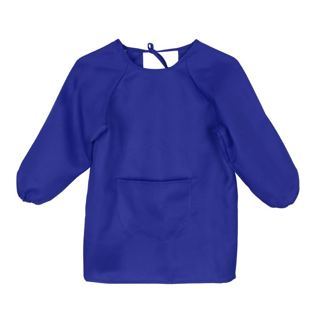 Childrens Waterproof Long Sleeve Apron Smock  Painting Blue - S