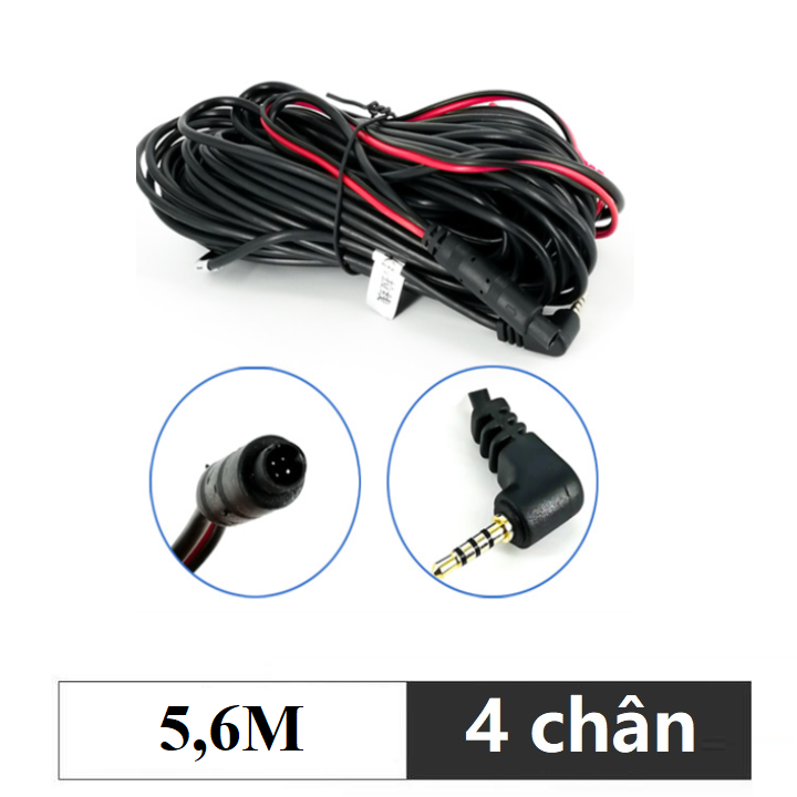 Dây tín hiệu kết nối cam lùi và camera hành trình dài 5,6m, 4 chân, jack 2.5mm