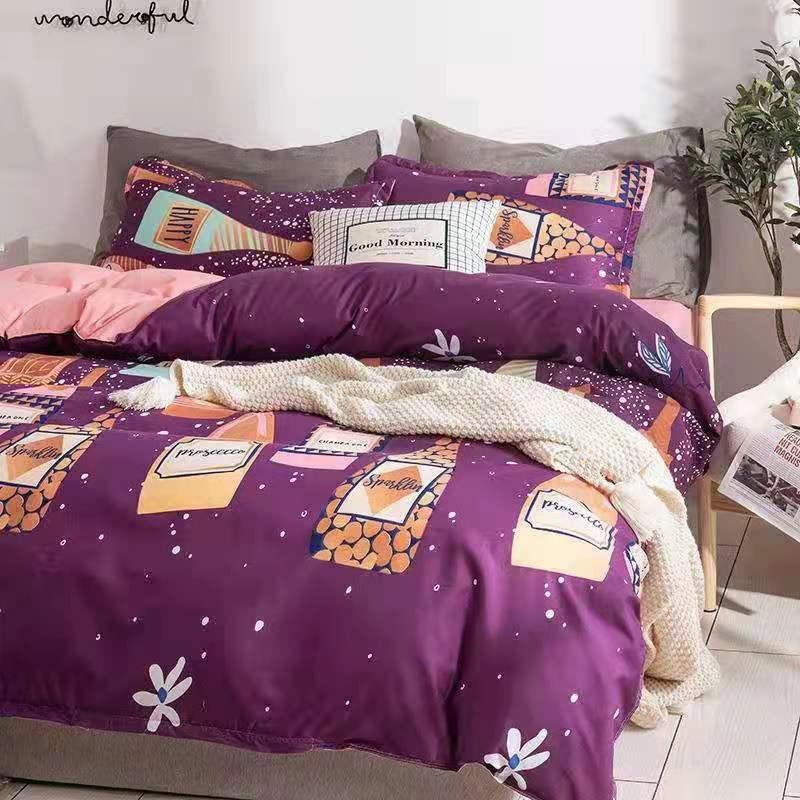 Chăn Ga Gối Đệm -Sét Chăn Ga Gối Rượu Vang PolyCotton Punpu3051