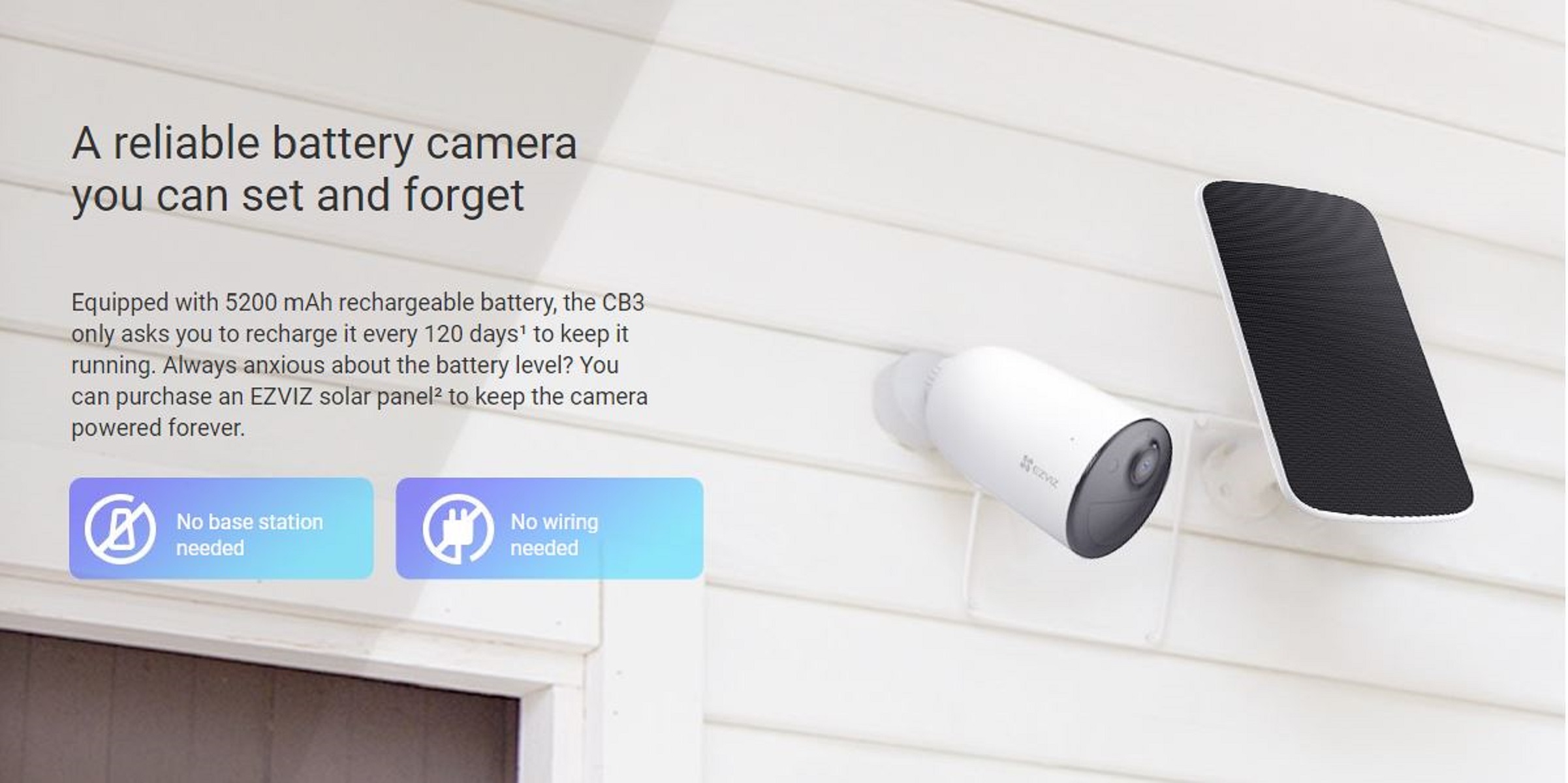 Camera Sử Dụng Pin Ezviz CS-CB3 2MP 1080P, Phát Hiện Chuyển Động, Dung Lượng Pin 5200mA- hàng chính hãng