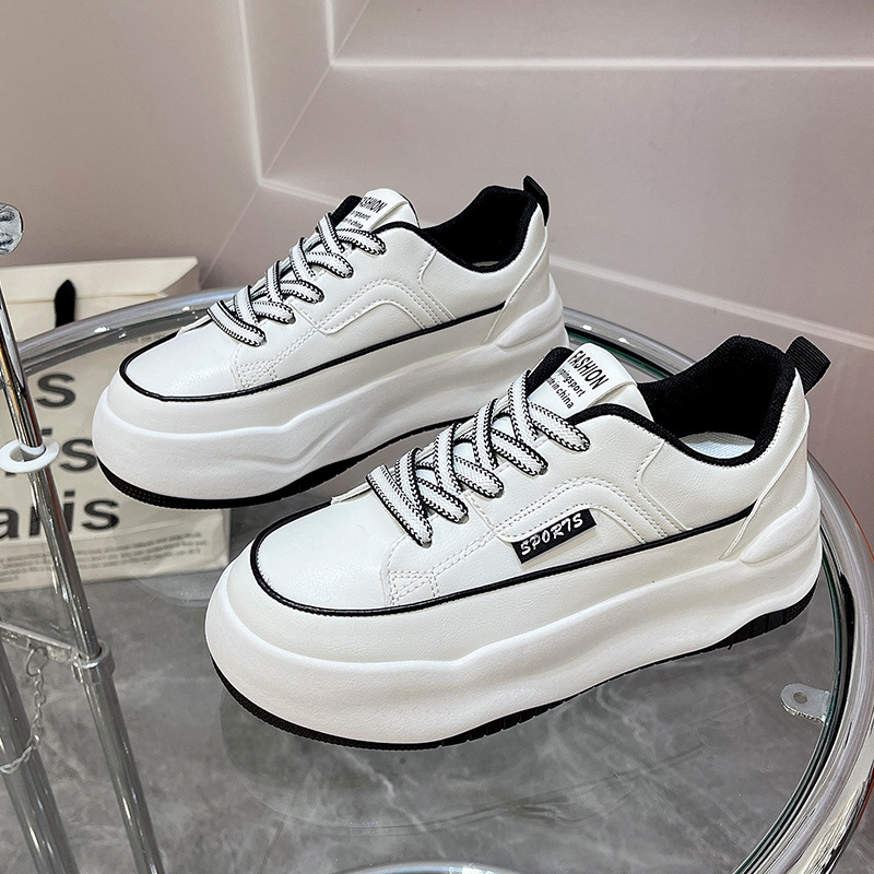 Giày thể thao nữ GEMI - giày ullzzang màu viền đen- trắng, giày sneaker bánh mì, độn đế- M7088