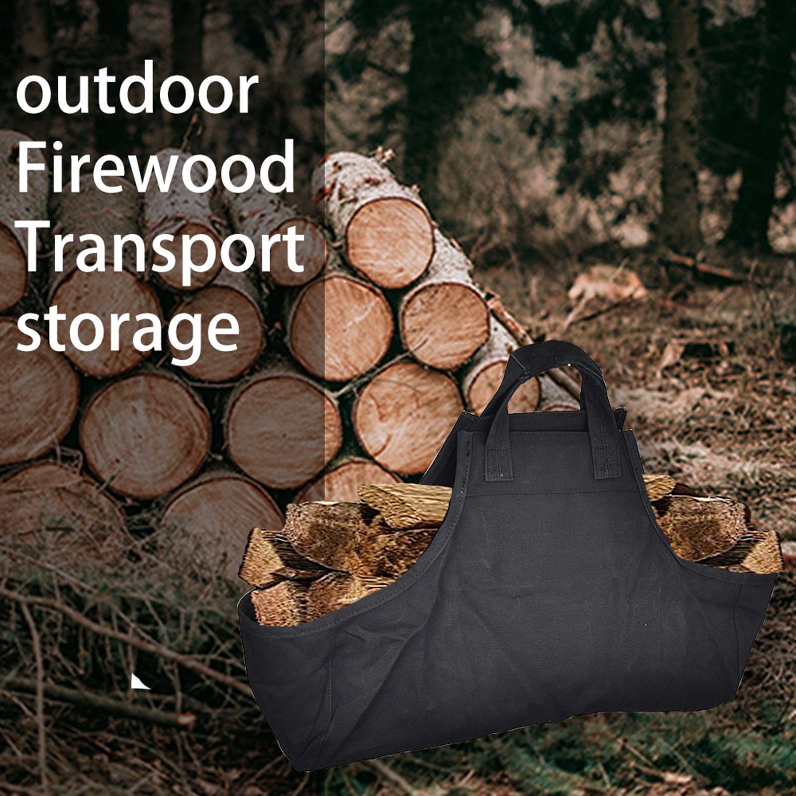 Firewood Carrier Bag Reusable Comfortable Oxford Cloth Folding for Outdoor