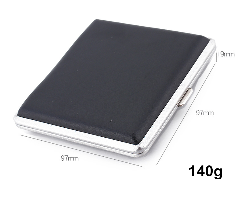 Hộp Đựng Thuốc 20 Điếu Lớn Ngắn Kẹp Kim Loại Bọc Da Đen