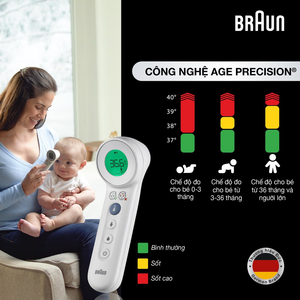 NHIỆT KẾ ĐIỆN TỬ ĐO TRÁN BRAUN BNT400WE - HÀNG CHÍNH HÃNG