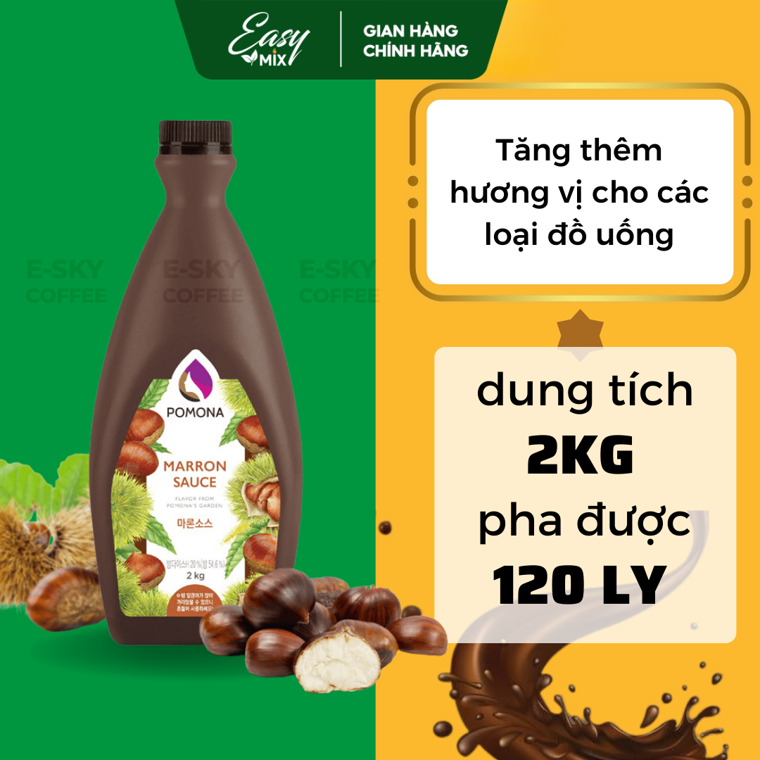 Sốt Hạt Dẻ Pomona Maroon Sauce Nguyên Liệu Pha Chế Cà Phê Trà Sữa Hàn Quốc Chai 2kg