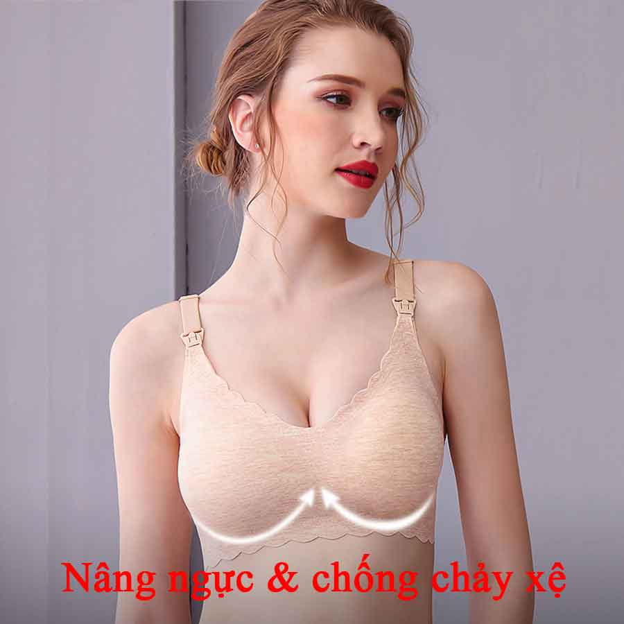 Áo lót ngực bầu cho bé con bú vải MODAL nâng ngực chống chảy xệ sau sinh không gọng đồ lót chip bà bầu A101