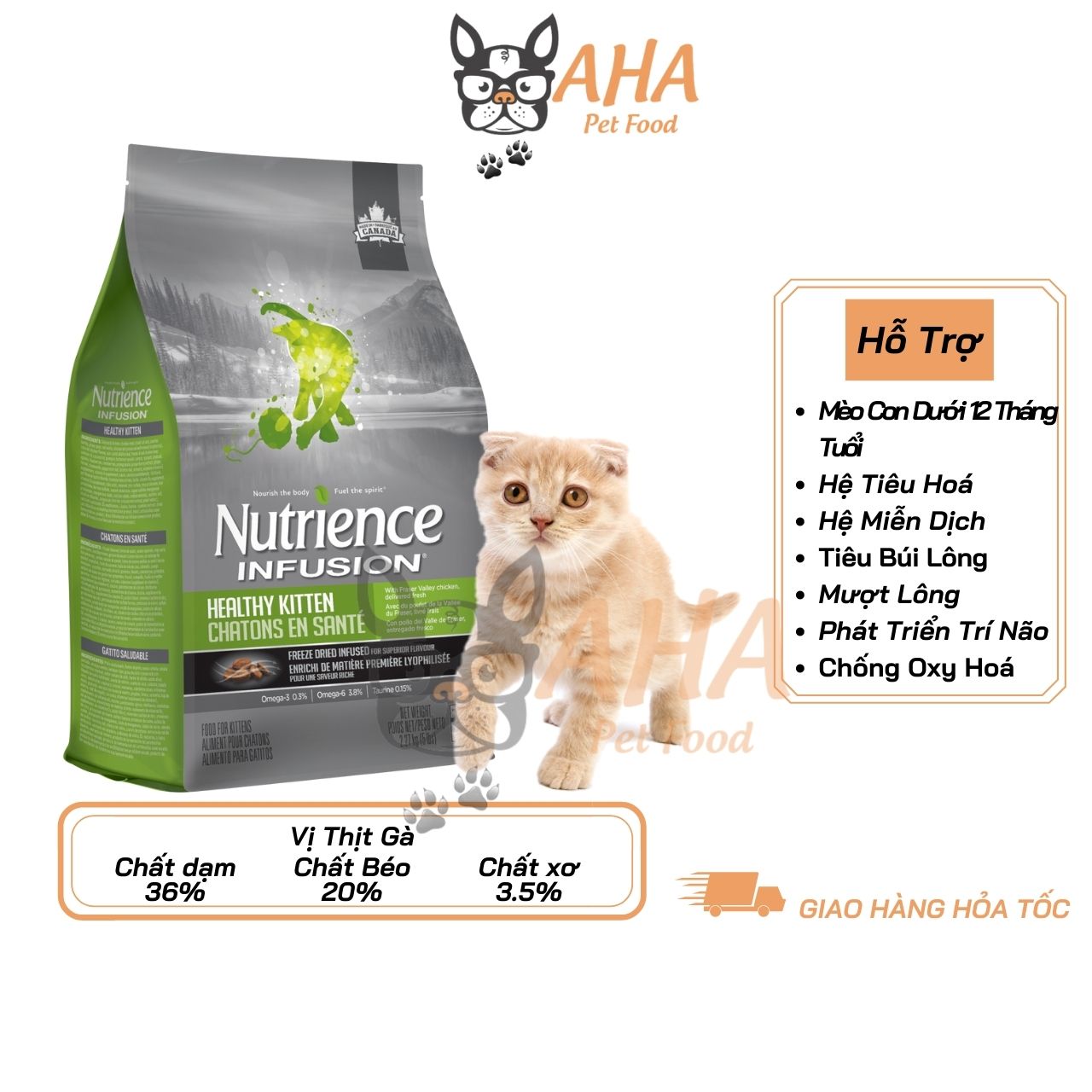 Thức Ăn Cho Mèo Tai Cụp, Nutrience Original Bao 2,5kg - Thức Ăn Cho Mèo, Thịt Gà, Dầu Cá Hồi, Rau Củ, Trái Cây Tự Nhiên