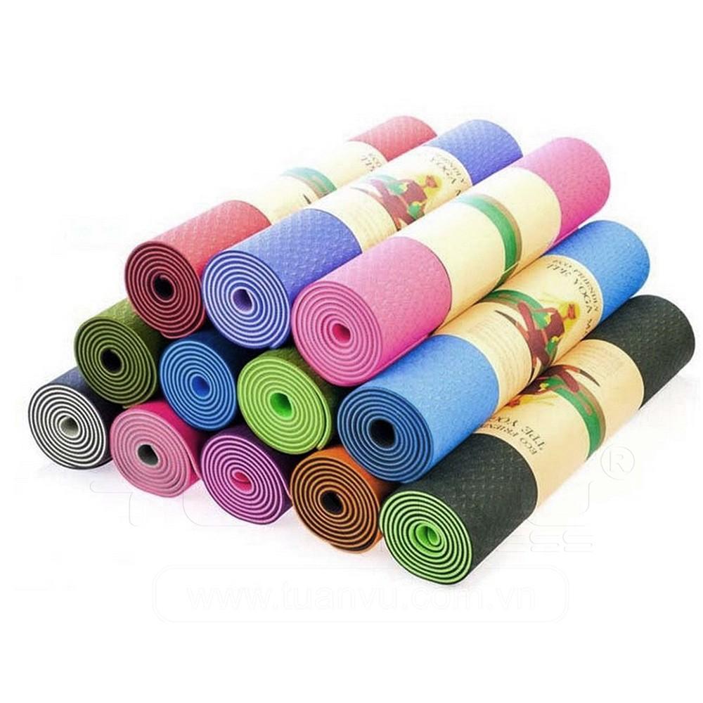 Thảm tập yoga, tập gym, tập thể dục tại nhà TPE 2 lớp cao cấp 6mm, 8mm chống trơn trượt tuyệt đối