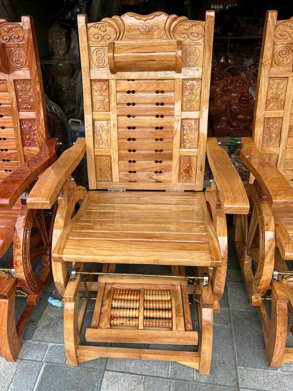 Ghế nằm thư giãn,ghế massa gỗ gõ đỏ 100% cao cấp