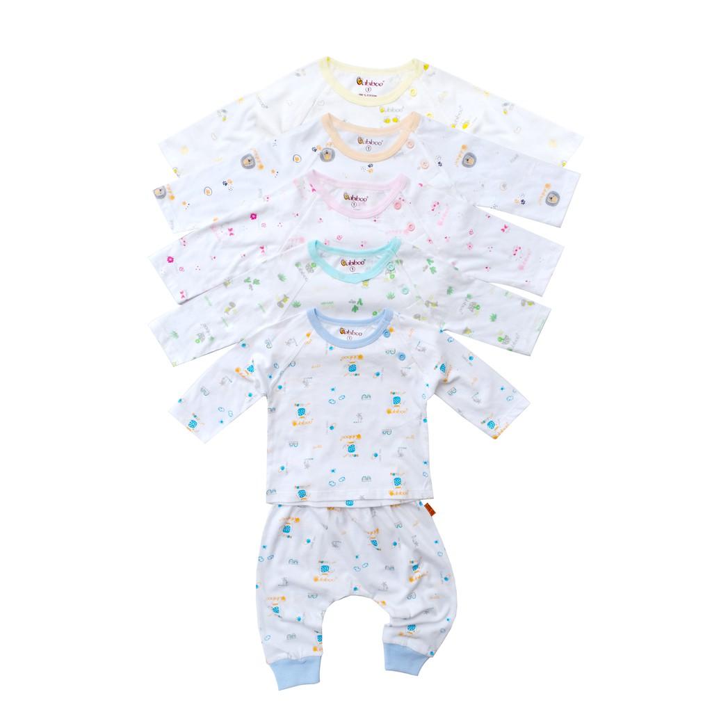 Bộ sơ sinh cài vai cotton mềm mại in hình BABIBOO - BB137