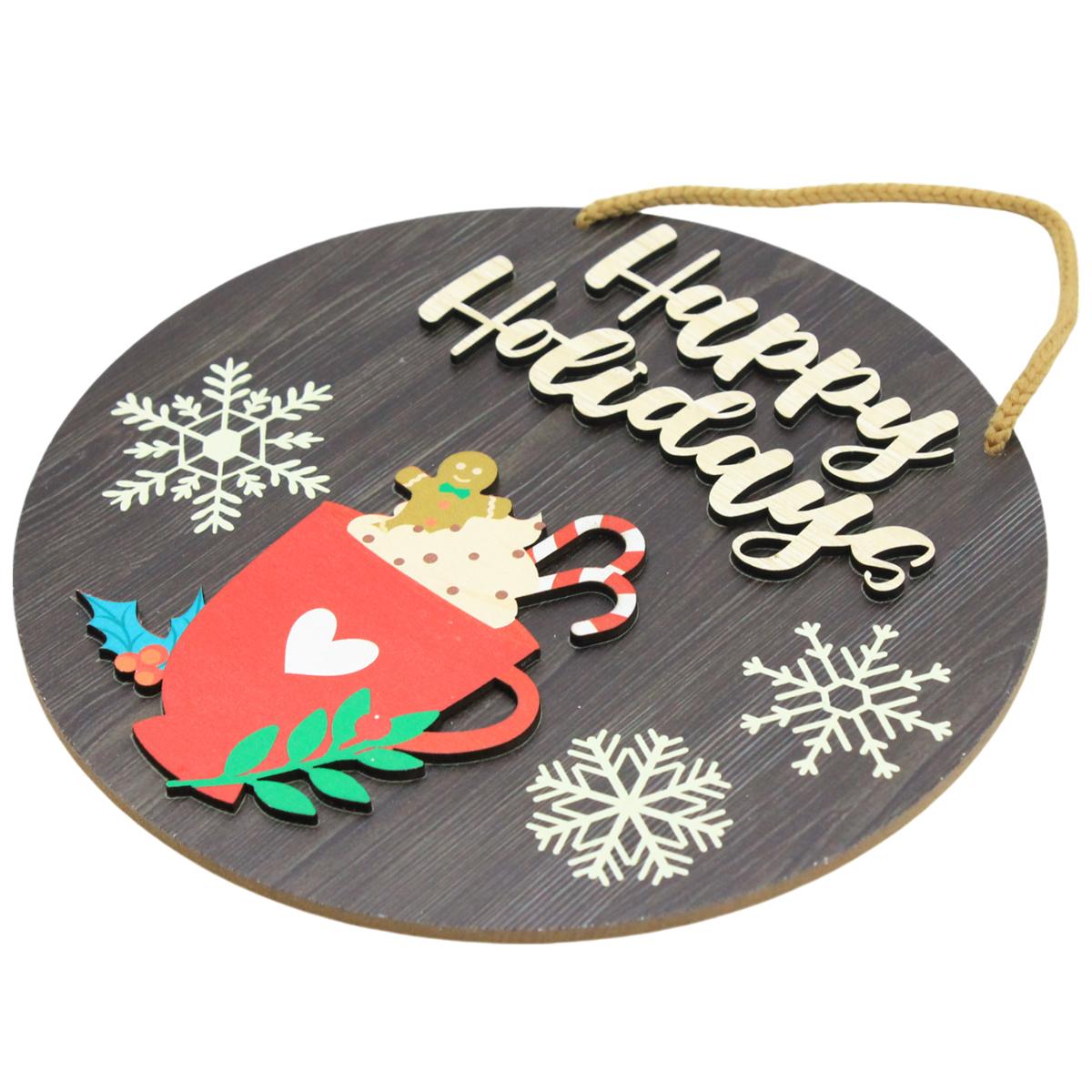 Bảng Gỗ Tròn Treo Tường Trang Trí Giáng Sinh - Bách Mộc - Ly Kem Tuyết