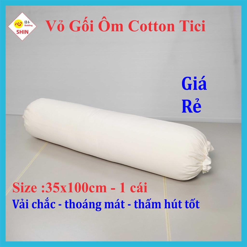 Vỏ gối ôm cotton tici 35x100cm cho áo gối màu trắng