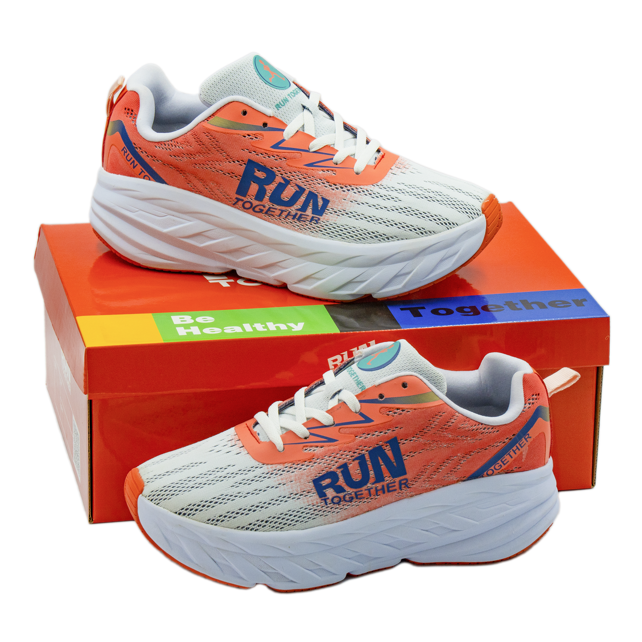 Giày thể thao chạy bộ Run Together công nghệ gắn chip thông minh - Giày sneaker màu cam đế cao