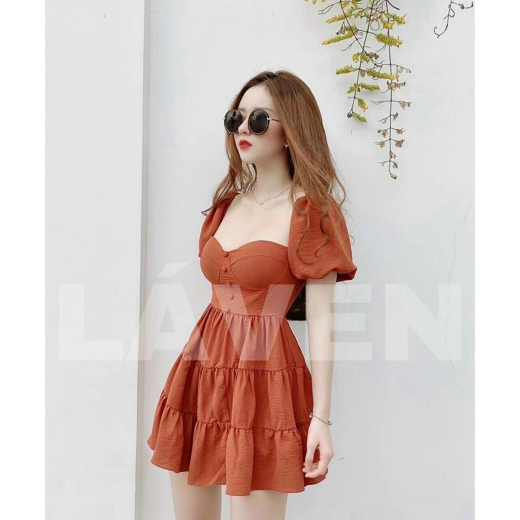 Đầm tay phồng dễ thương cho nàng dạo phố đi chơi dự tiệc có mút ngực