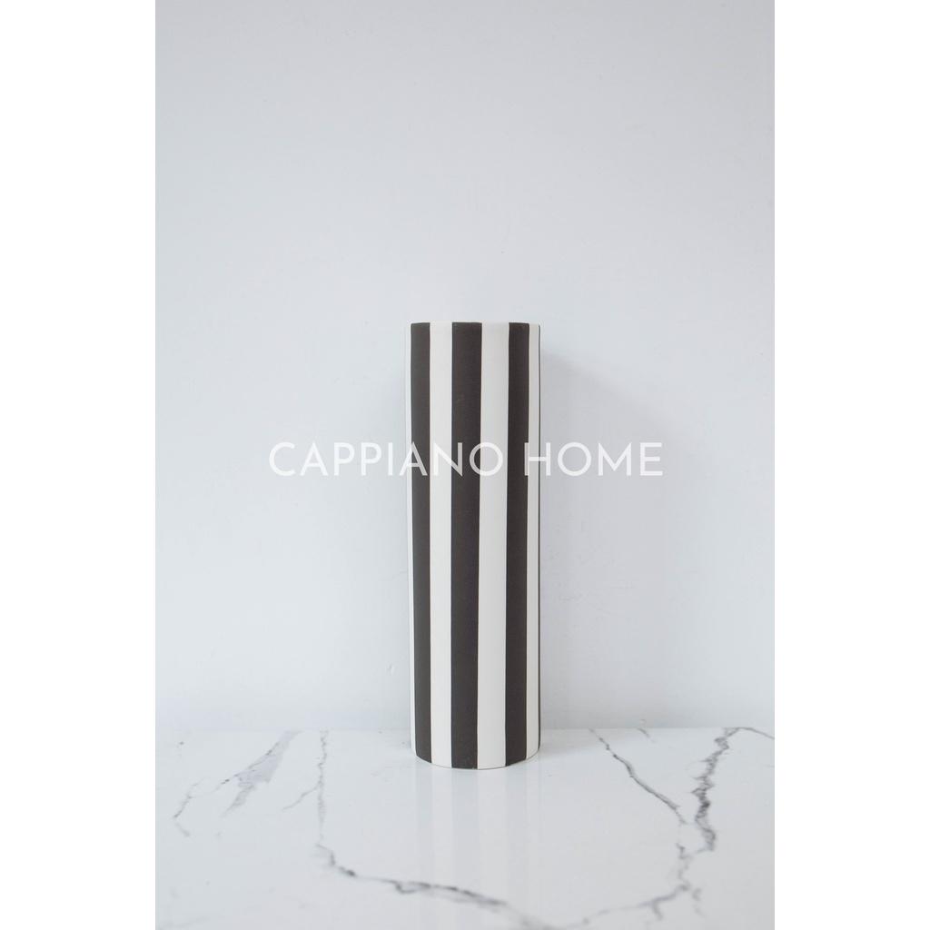 Lọ hoa hình trụ kẻ sọc, bình đựng hoa, bình sứ decor trang trí nhà cửa | Cappiano Home