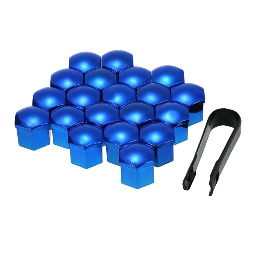 Set of 40, Deep Wheel Lug Auto Hub Tyre Screw Protector Blue + Red