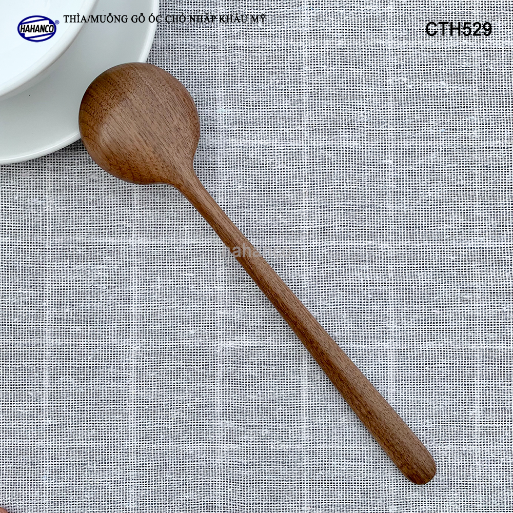 Thìa/Muỗng gỗ Óc Chó nhập khẩu Mỹ cao cấp (CTH529) Thìa/ Muỗng tròn dùng ăn cơm, decor trang trí, chụp ảnh