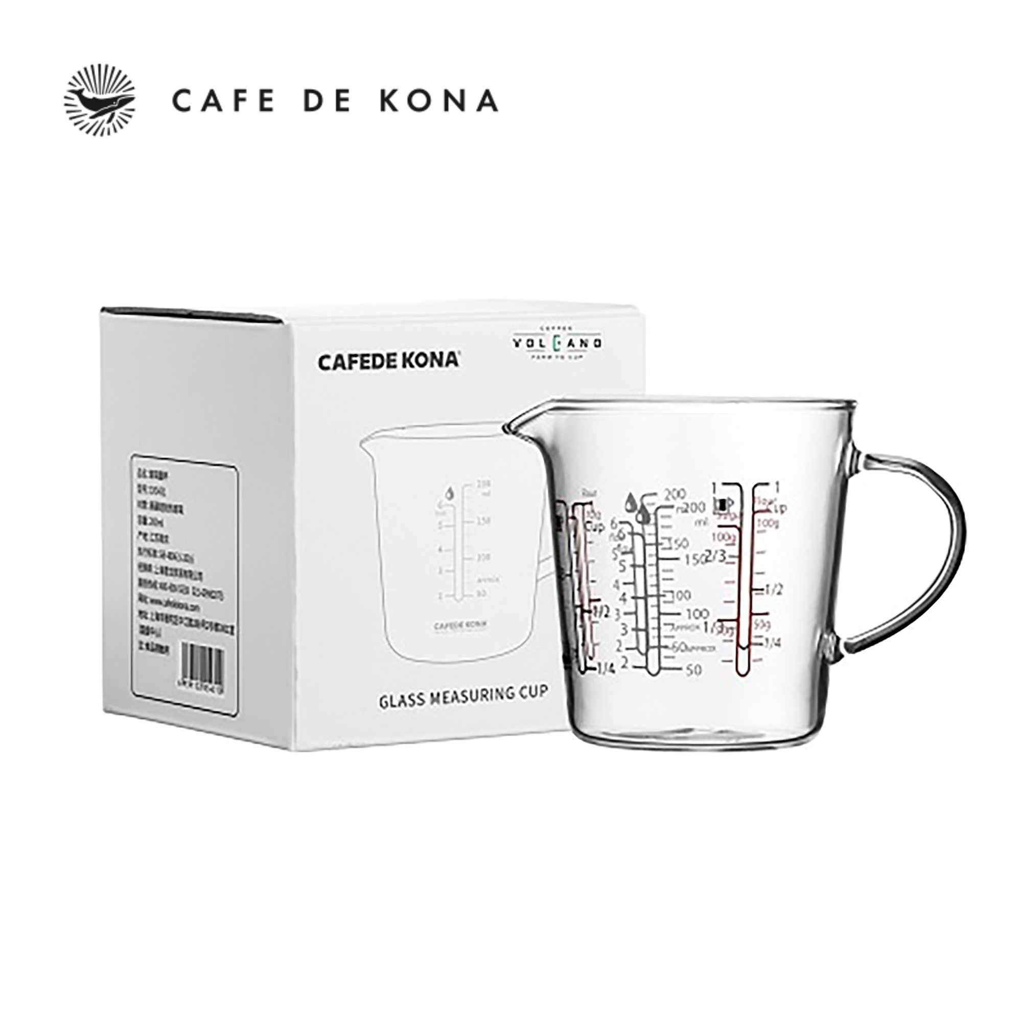 Ca ly thủy tinh có vạch đong pha chế 200ml CAFE DE KONA