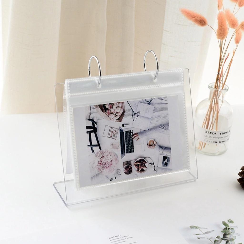 Album ảnh để bàn bằng nhựa acrylic trong suốt sang trọng đựng ảnh 6x9, 8x10, 9x12, 10x15 để bàn làm việc, trang trí nhà