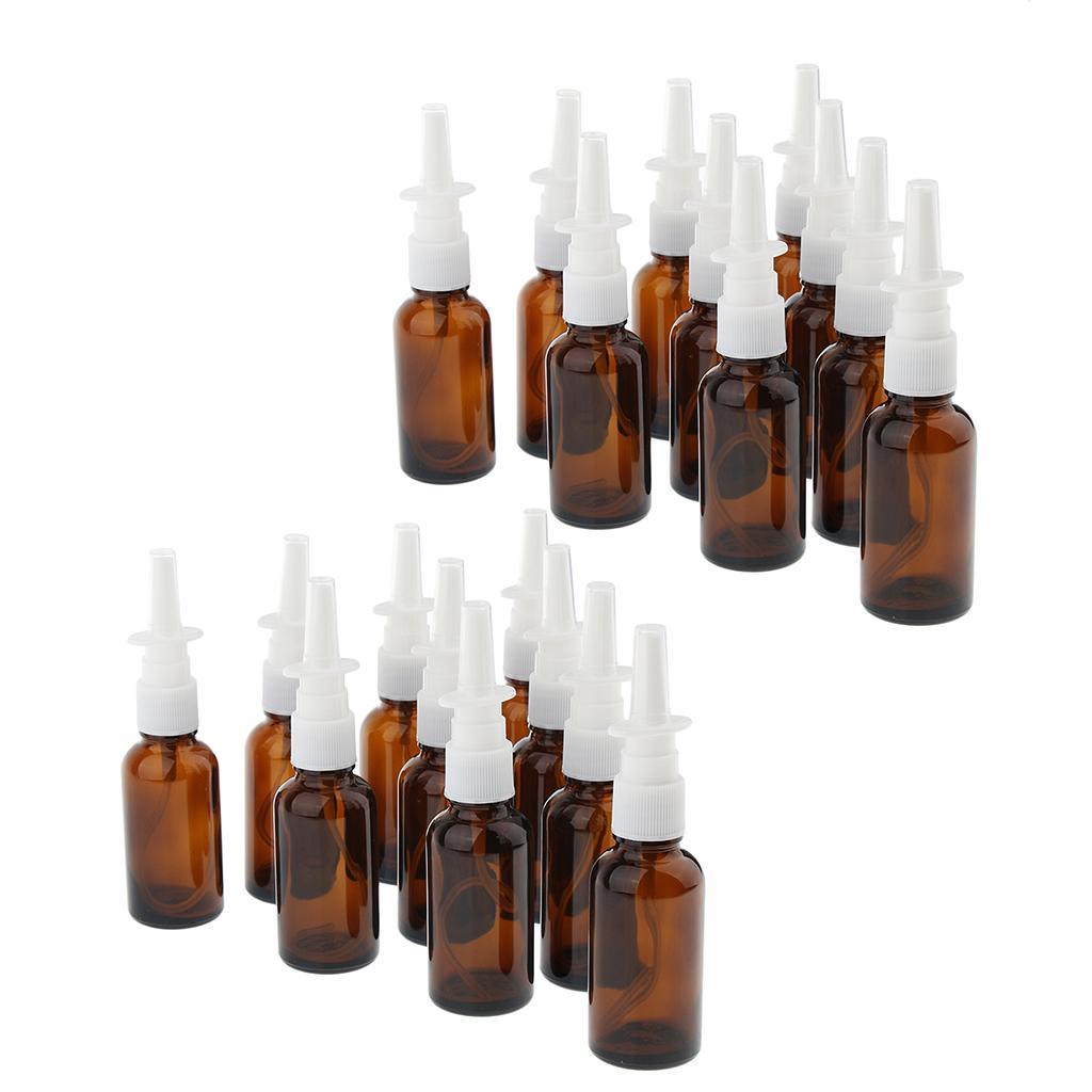 20 Pieces 30ml Empty Nasal Sprayer Glass Bottles, Refillable Nose Moisturizing Washing Spray Bottles for Women Men Kids