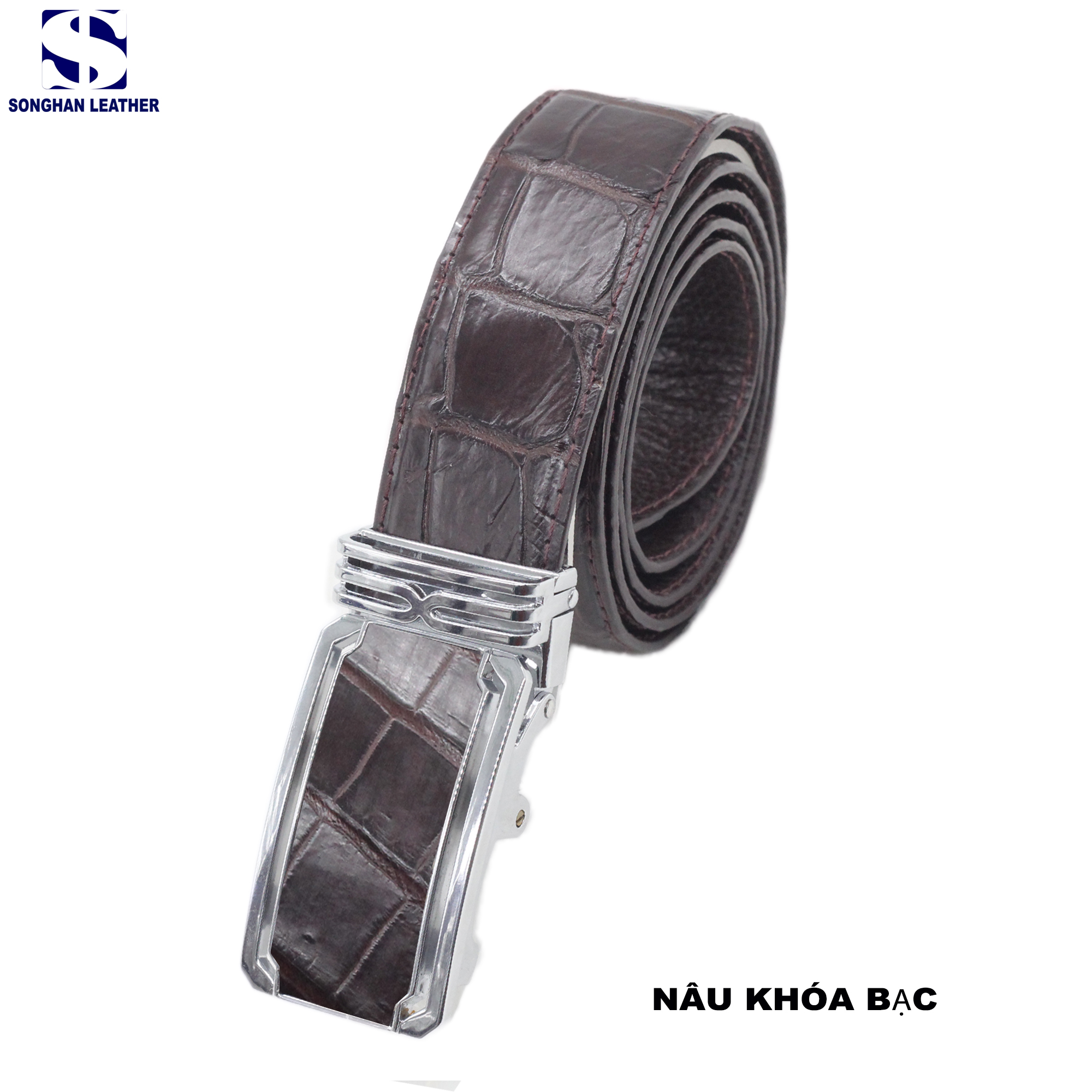 Thắt Lưng Da Cá Sấu Bản 3.5cm Songhan Leather MB01 Bản Liền.Dây Lưng Da Kèm Khóa Trượt Cao Cấp Không Rỉ BH 12 Tháng