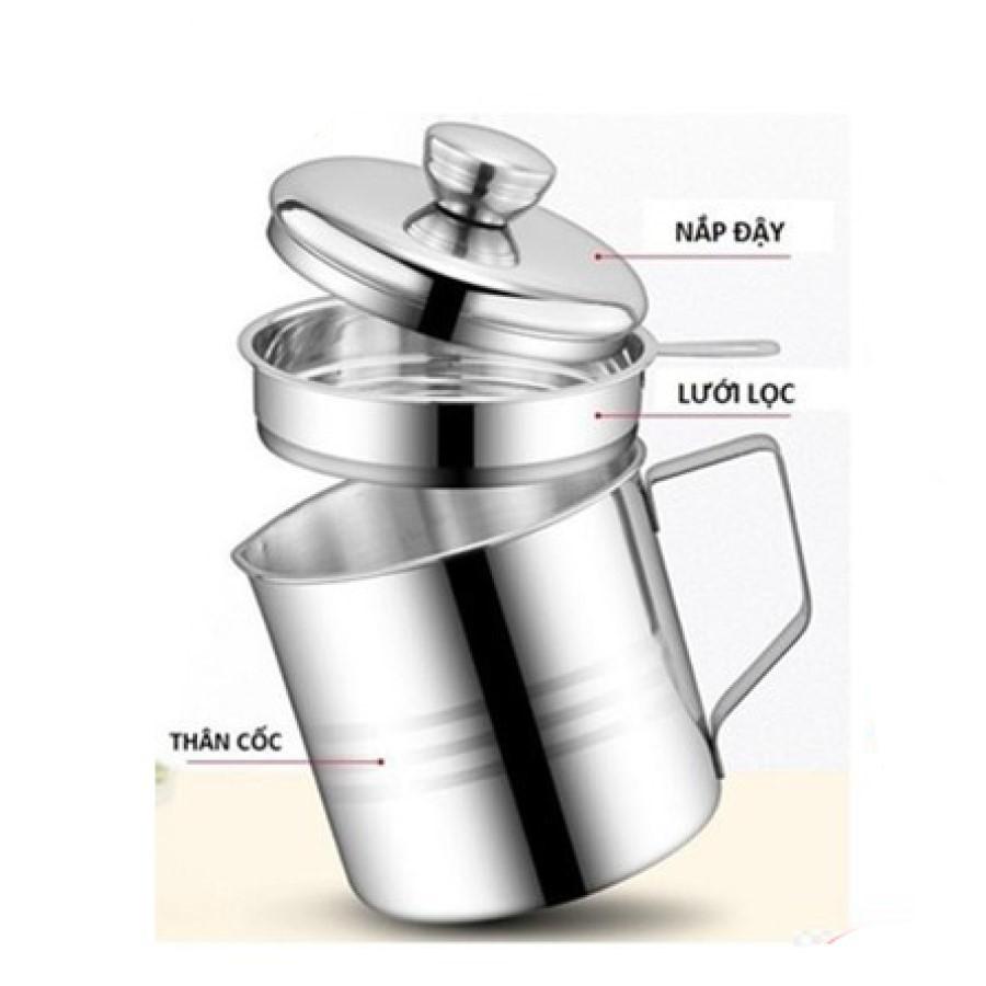 Ca Lọc Dầu Inox S304 Đẹp 1,2 Lít - Free Ship Toàn Quốc