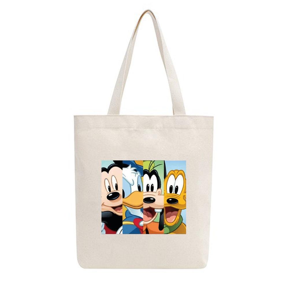 Túi tote vải mộc Tiệm nhà Pony dây kéo in hình Chuột Mickey and friends PM111