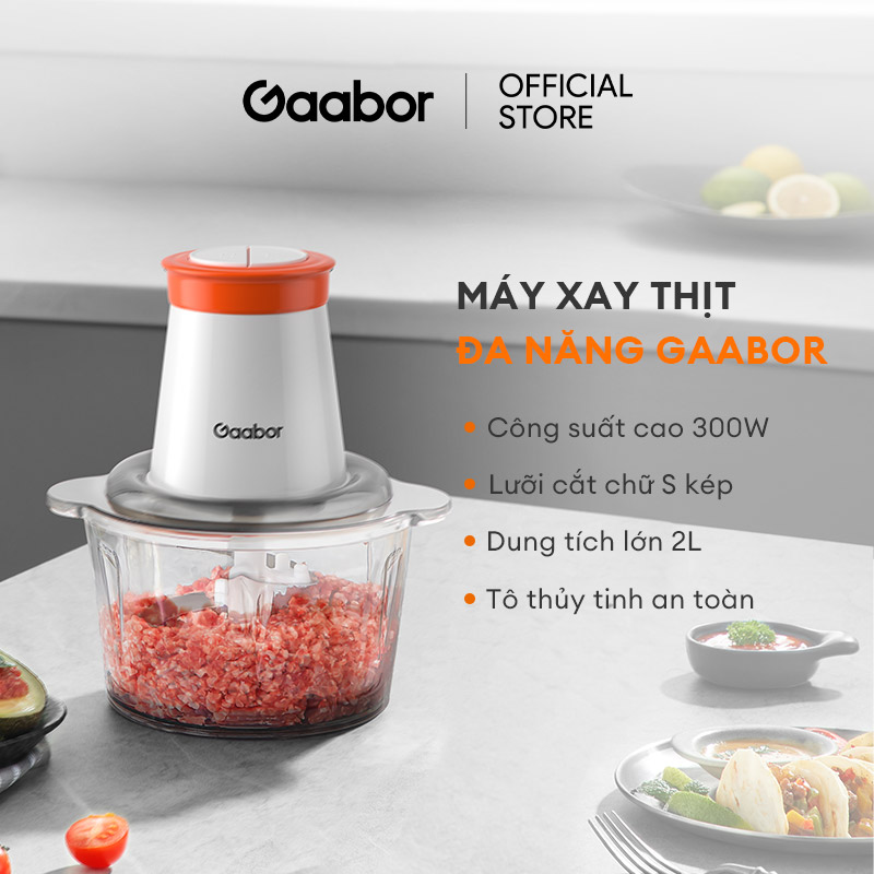 Máy xay thịt thực phẩm đa năng GAABOR 2L công suất 300W xay thịt cá rau củ quả, xay hạt - Hàng chính hãng