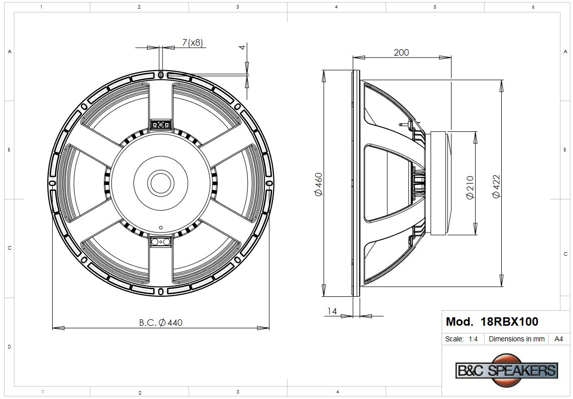 Loa rời Sub 5 Tấc B&amp;C SPEAKERS 18RBX100 (1 cái) – Hàng Chính Hãng