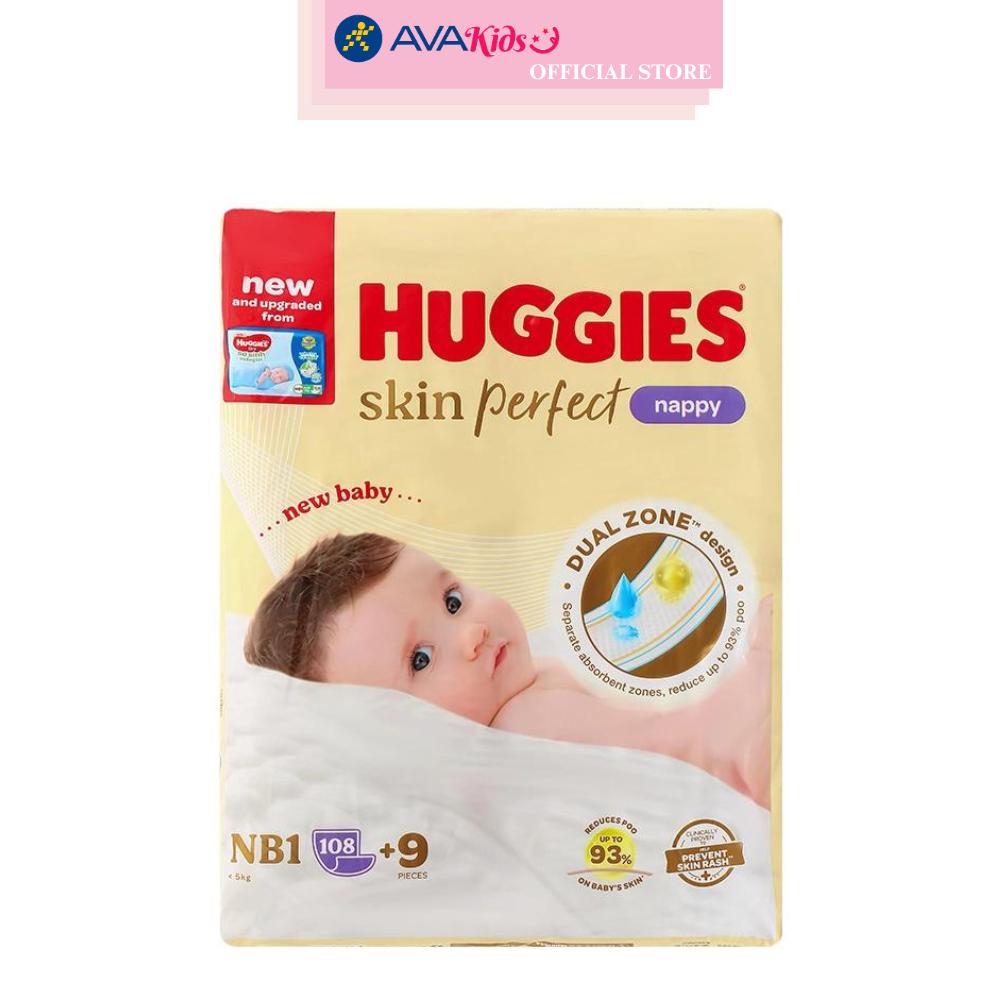 Miếng lót Huggies Skin Perfect size NB1 108 + 9 miếng (Dưới 5 kg) - Giao bao bì ngẫu nhiên
