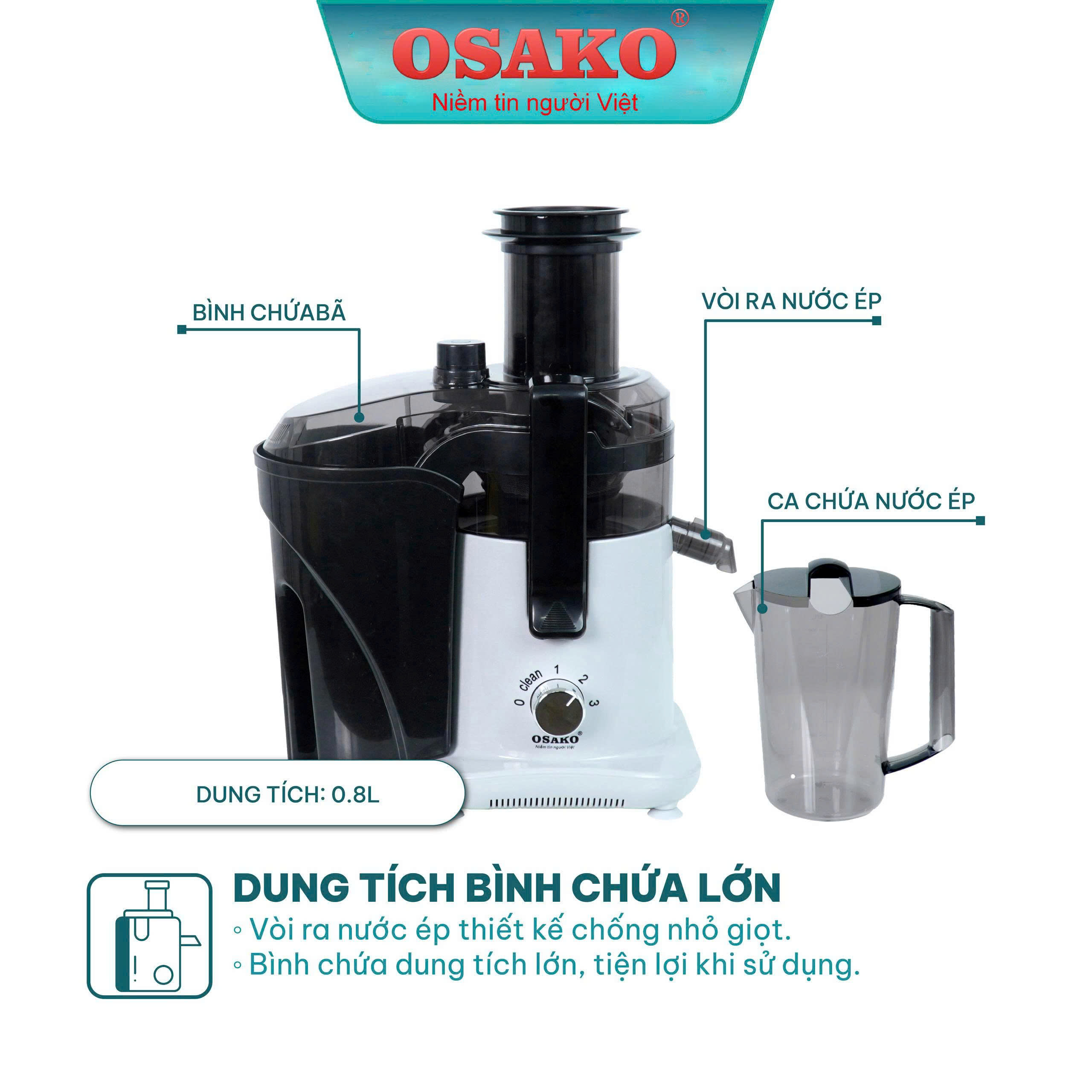 Máy ép nhanh công nghiệp 1000W cao cấp Osako Ep610, moto đồng, có linh kiện thay thế, chuyên quán kinh doanh-Hàng chính hãng