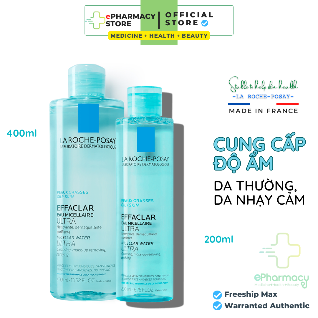 LA ROCHE POSAY Nước Tẩy Trang Effaclar Micellar Water For Oily Skin dành cho da dầu (Xanh da dầu) 400ml