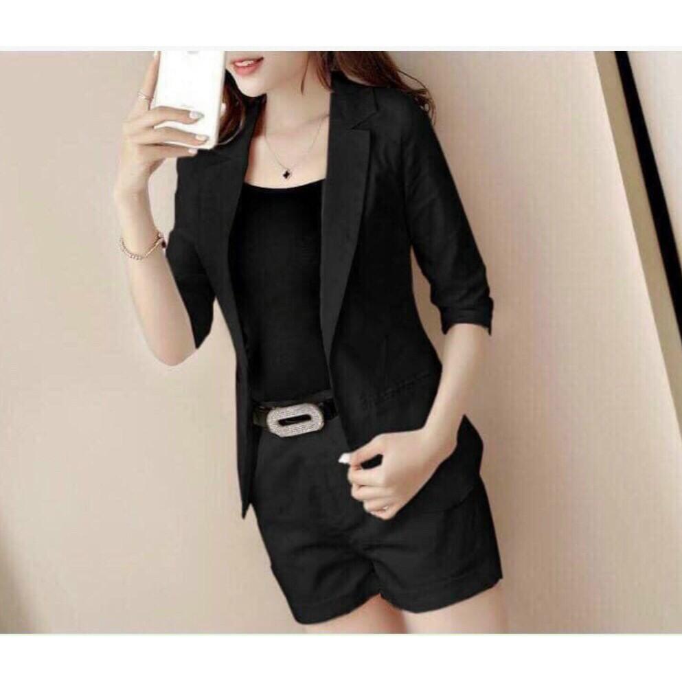 SET ĐÙI CỔ VEST LAI BẦU CÀI NÚT THẬT THỜI TRANG NỮ CAO CẤP